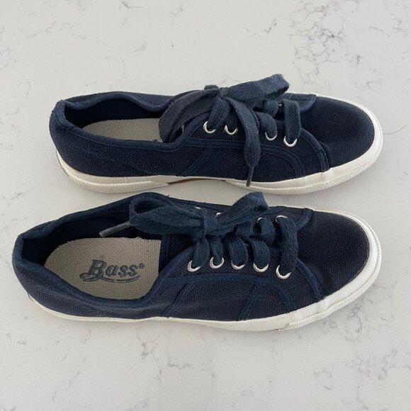 Bass Lo Cut Lace Up Textile Upper & Rubber Outersole Sneakers Navy Wht Sz 6.5M - Picture 2 of 11
